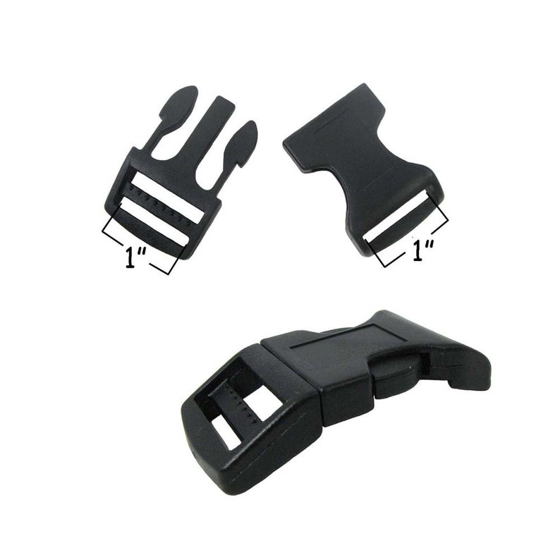10 Black Dog Collar Hardware Kit 1 Inch Curved Buckle, Slide Adjuster and D-Ring SEE COUPON image 2