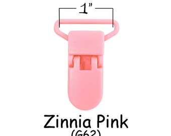 25 Plastic Pacifier Clips - 1" KAM Clips / Suspender Clips / Mitten Clips / Bib Clips - Zinnia Pink - plus Instructions - SEE COUPON