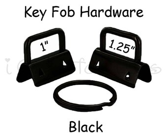 5 Key Fob Hardware with Key Rings Sets - 1 Inch or 1.25 Inch Black - Plus Instructions - SEE COUPON