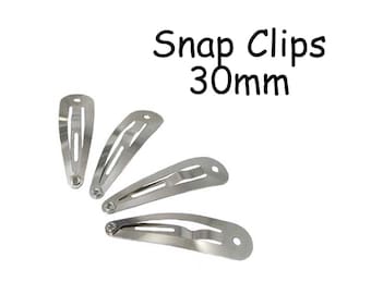 Snap Clips w/ Hole, 50 pieces, 30 mm (1 1/4 inches) Tear Drop Shape - SEE COUPON