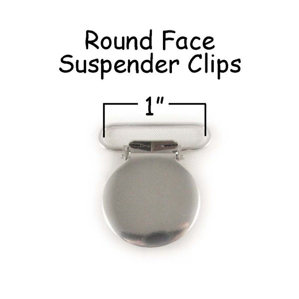 50 Round Face Metal 1" Suspender Clips - w/ Rectangle Inserts - Lead Free - for Paci Pacifier Holder plus Instructions - SEE COUPON