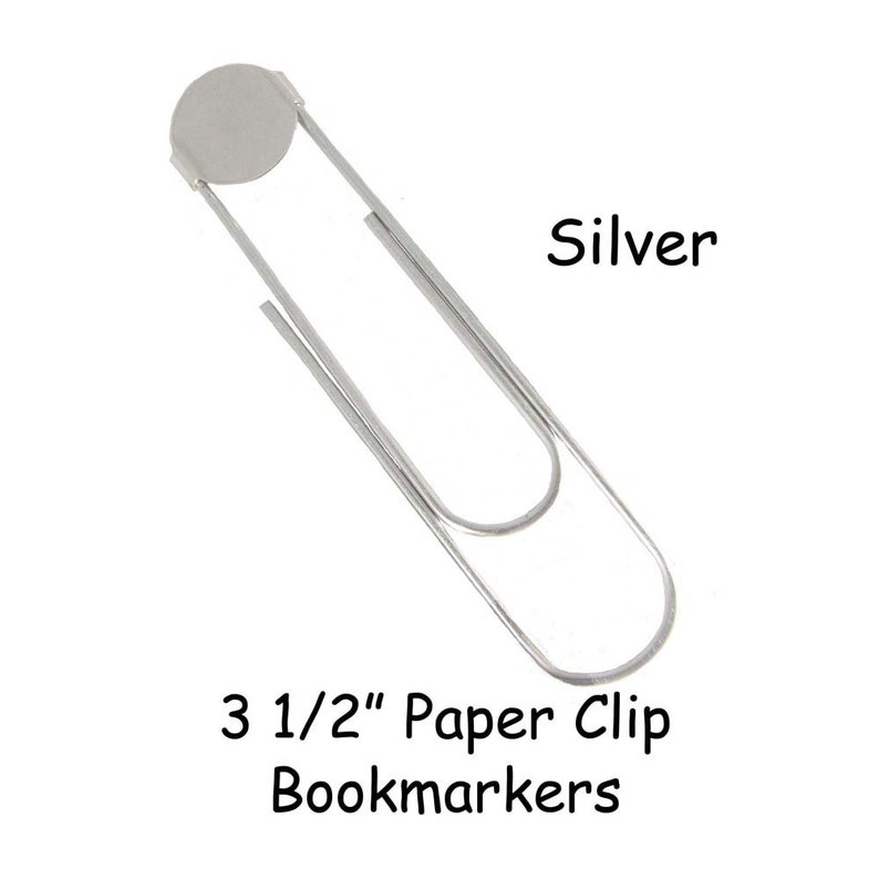 12 SILVER Jumbo / Large Paper Clip Bookmarkers with 16mm Pad 3 1/2 Inch SEE COUPON image 1