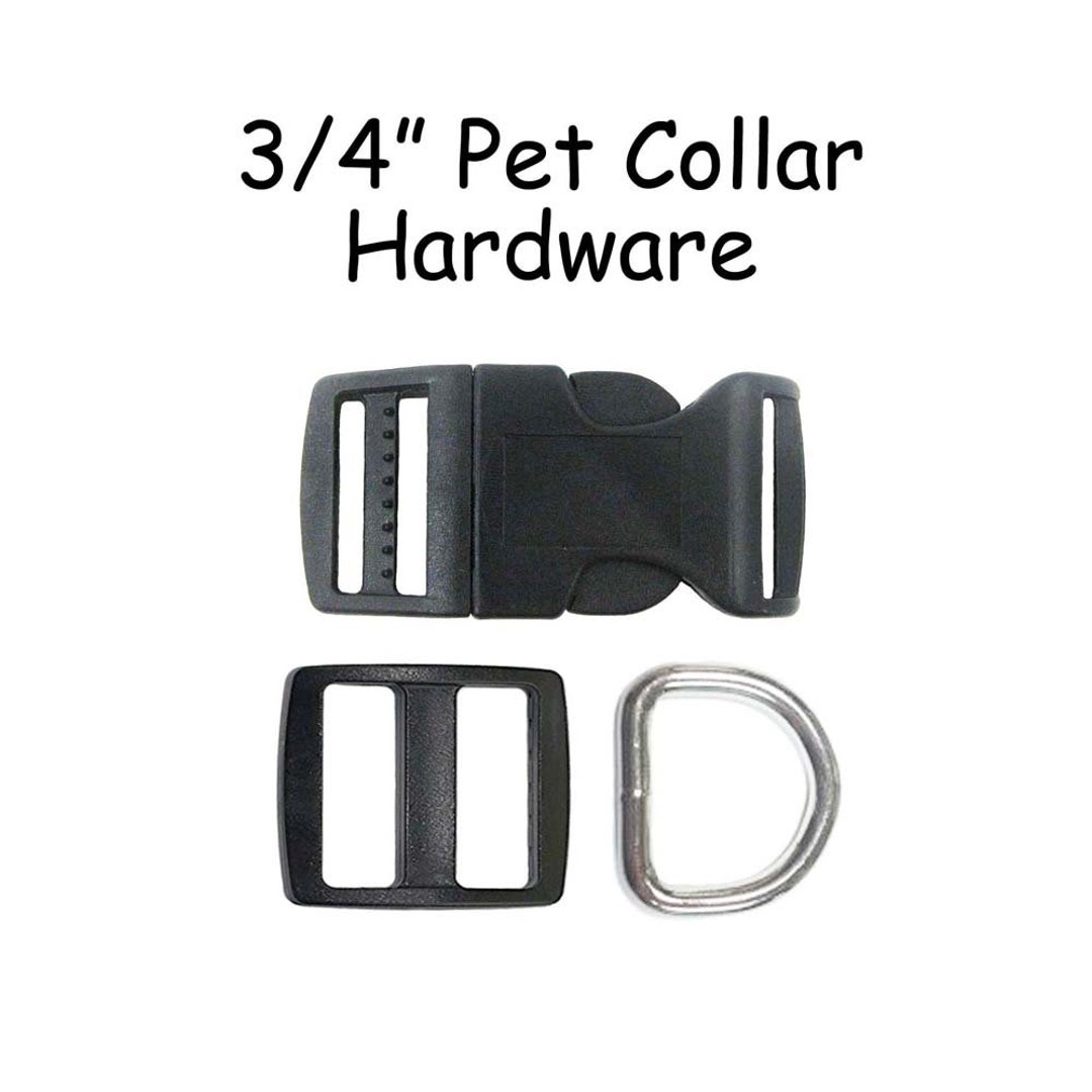 10 Black Dog Collar Hardware Kit 3/4 Inch Curved Buckle, Slide Adjuster