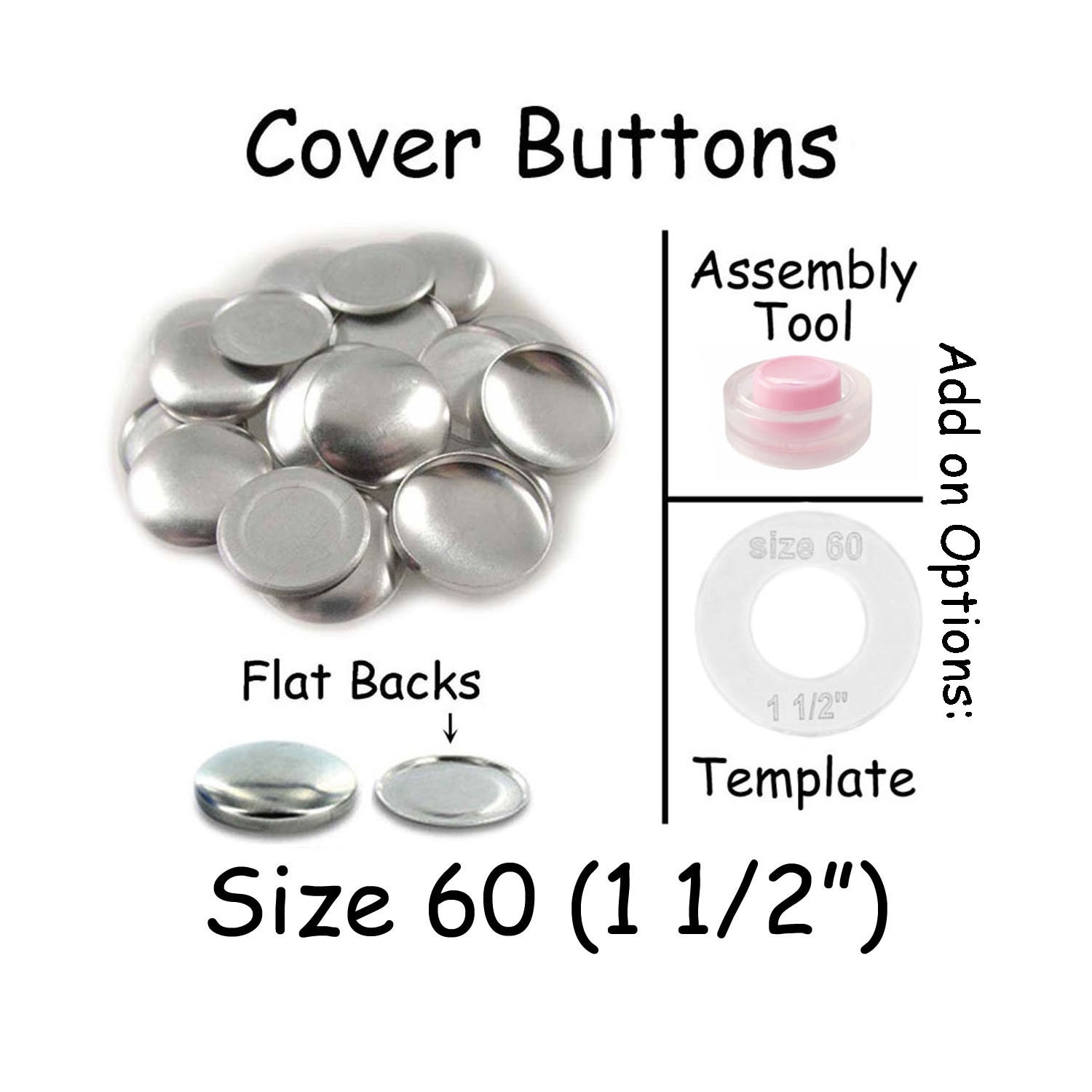 Fabric Covered Button Kit Flat Back Button Covers Kit Covered Button Kit  Cover Buttons Starter Kit