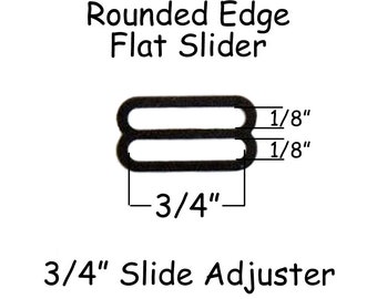 200 Slide Adjusters* / Tri Glides / Tri Bars for Adjustable Straps for Bow Ties - 3/4" Rounded Edge Black Metal - SEE COUPON