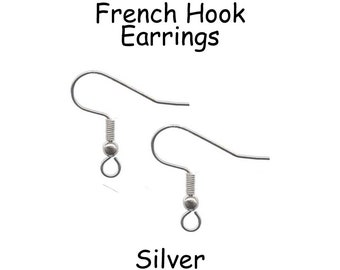 Hypoallergenic Earring Hooks, 100 (50 Pairs), French Hook Earrings - Silver - SEE COUPON