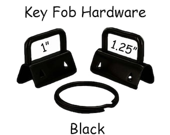 10 Key Fob Hardware with Key Rings Sets - 1 Inch or 1.25 Inch Black - Plus Instructions - SEE COUPON