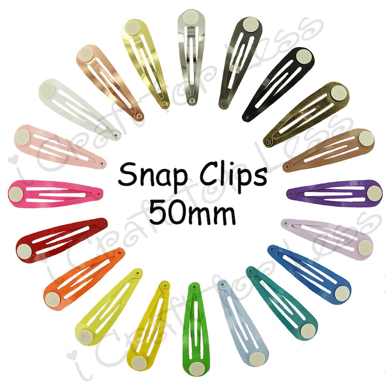 Silver Metal Tear Drop Shape with Hole Barrettes 50 Snap Hair Clips 40mm