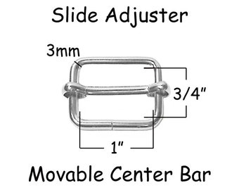 25 Slide Adjusters / Tri Glides / Tri Bars for Adjustable Straps - 1" with Movable Center Bar - SEE COUPON