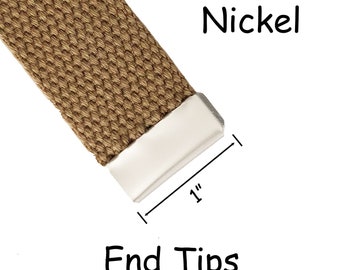 25 Belt Buckle End Tips - Nickel / Silver Plated - 1 Inch (25 mm) - SEE COUPON