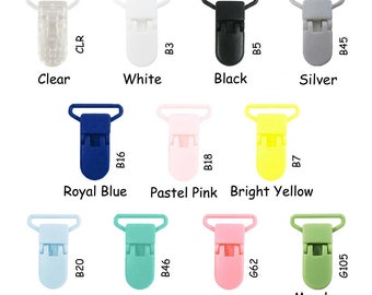 10 KAM Plastic Paci Pacifier - Suspender Clips / Bib Holder Clips - 1 Inch Pick Color - plus Instructions - SEE COUPON