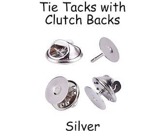 50 Silver Tie Tacks Blank Pins with Clutch Back - Lapel / Scatter Pin - SEE COUPON