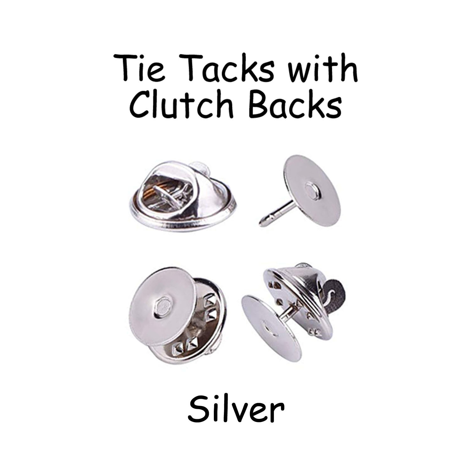 eBoot Tie Tacks Blank Pins with PVC Rubber Pin Backs (50)