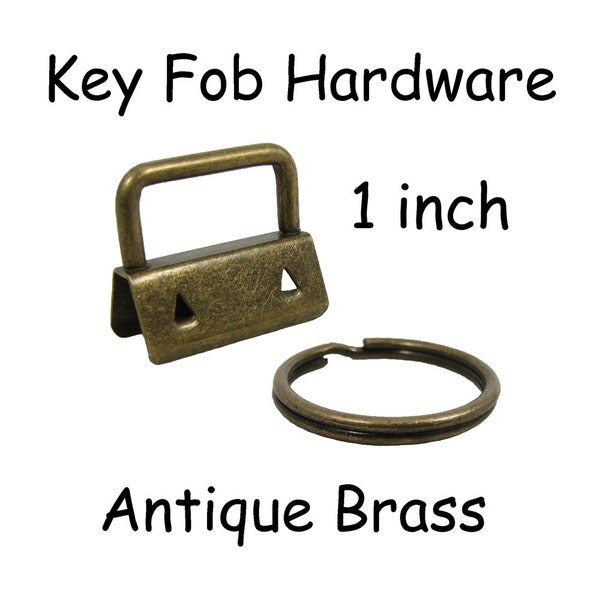 100 Key Fob Hardware with Key Rings Sets - 1 Inch (25 mm) Antique Brass - Plus Instructions - SEE COUPON