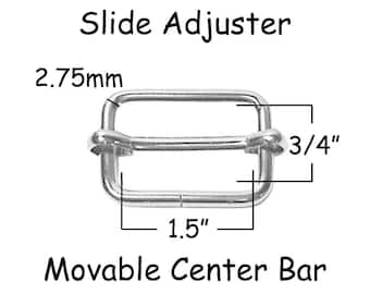 25 Slide Adjusters / Tri Glides / Tri Bars for Adjustable Straps - 1.5" with Movable Center Bar - SEE COUPON