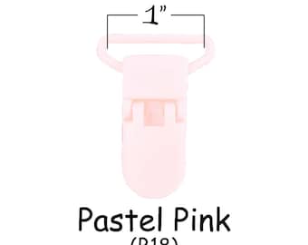 25 Plastic Pacifier Clips - 1" KAM Clips / Suspender Clips / Mitten Clips / Bib Clips - Pastel Pink - plus Instructions - SEE COUPON