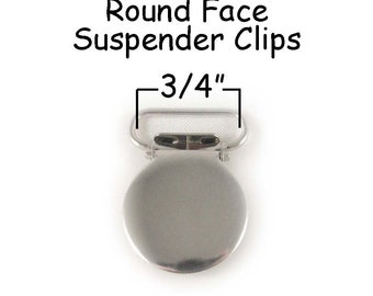 100 Round Face Metal 3/4" Suspender Clips - w/ Rectangle Inserts - Lead Free - Paci Pacifier Holder plus Instructions - SEE COUPON