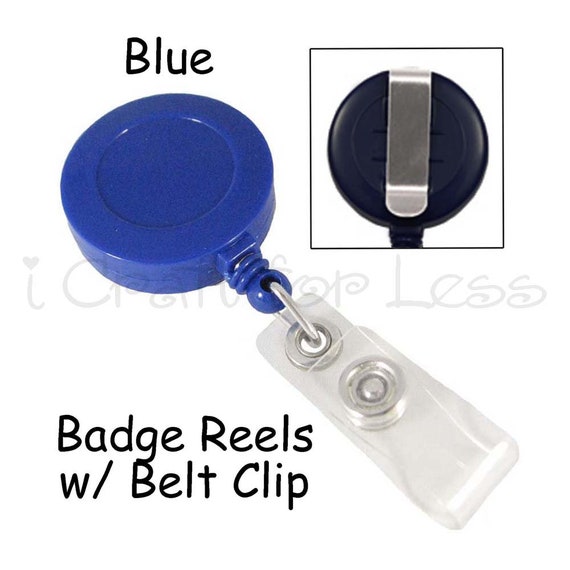 Retractable with Belt Clip & Plastic Strap 10 ID Badge Reels Lanyards Blue 