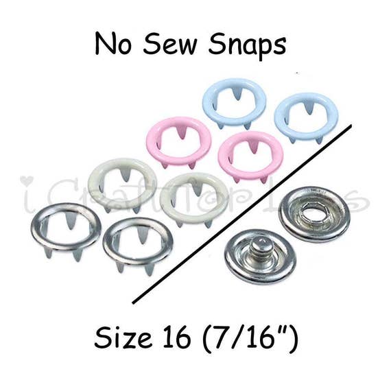 25 Pastel Blue Metal Open Ring No Sew Snap Fasteners 7//16/" - 11mm Size 16