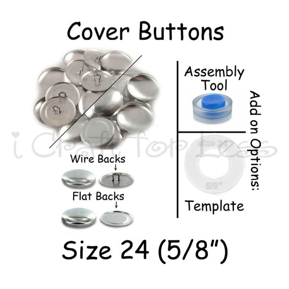100 Buttons to Cover Made in USA Self Cover Buttons with flat backs size 30 with Tool