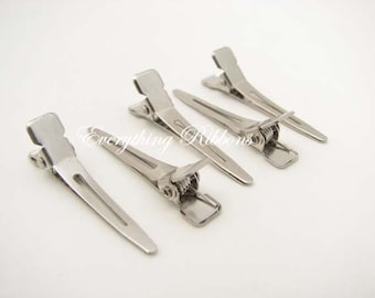 50 Mini Single Prong Alligator Hair Pinch Clips - 1 3/8 inches (35mm) for Clippies, Hair Bows and Korkers - SEE COUPON