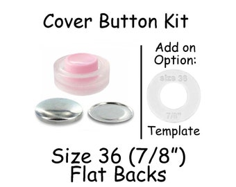 Kit de démarrage de boutons de couverture taille 36 (7/8 pouces) (fait 8) avec outil - Dos plats - Instructions gratuites - VOIR COUPON