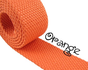 Cotton Webbing - Orange - 1.25" Medium Heavy Weight (2.4mm) for Key Fobs, Purse Straps, Belting - SEE COUPON