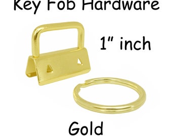 10 Key Fob Hardware with Key Rings Sets - 1 Inch (25 mm) Gold - Plus Instructions - SEE COUPON