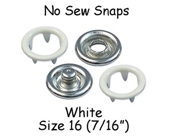 25 White Enamel Prongs - Metal Open Ring Prong No Sew Snap Fastener Set - Size 16 - 7/16 Inch - CPSIA Compliant - SEE COUPON