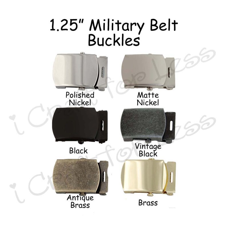 6 Finishes and 12 Sizes Pick from 43 Colors 2-1.25 Canvas Military Web Belt