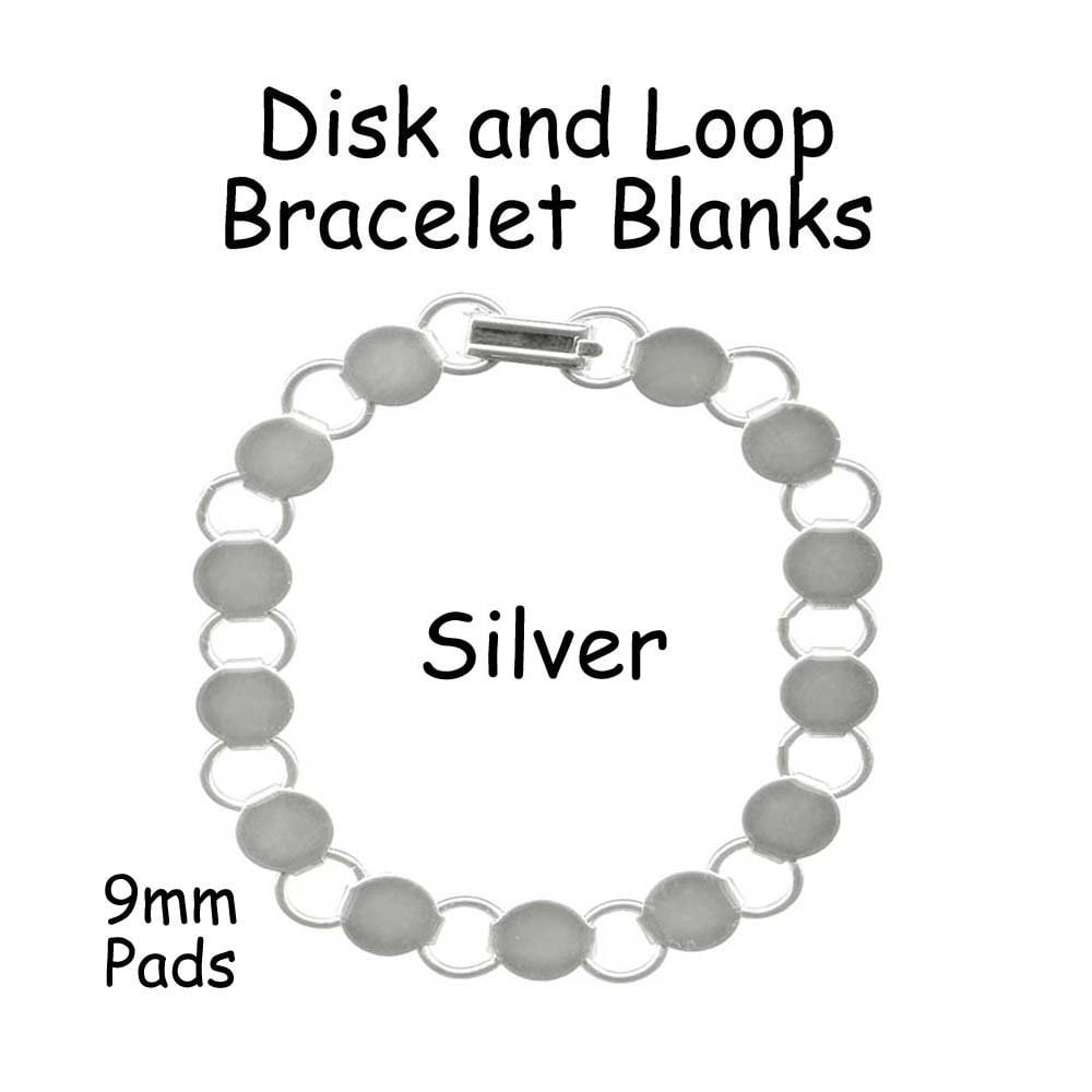 10 Plain SILVER BRACELET Blanks Forms ~ Longer 8.2 Length ~ 13 round pads