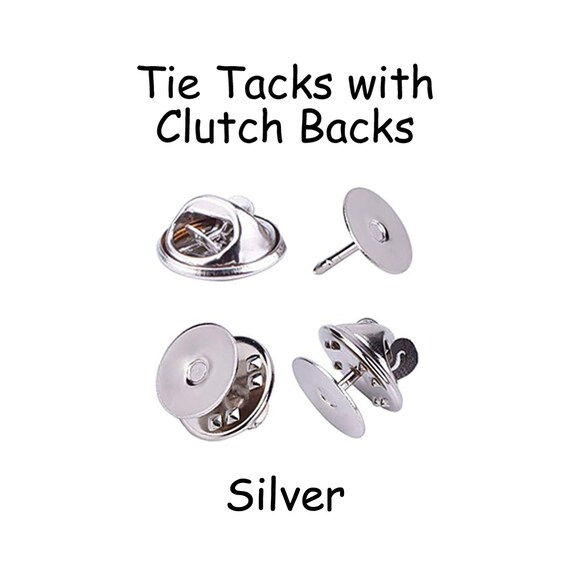 100 Silver Tie Tacks Blank Pins With Clutch Back Lapel / Scatter