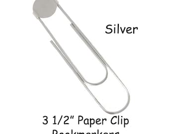 100 SILVER - Large Paper Clip Bookmarkers with Glue Pad - 3 1/2 Inch - SEE COUPON