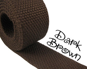 5 yards Dark Brown Cotton Webbing - 1.25" Medium Heavy Weight (2.4mm) for Key Fobs, Purse Straps, Belting - SEE COUPON