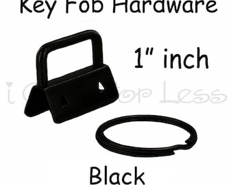 50 Key Fob Hardware with Key Rings Sets - 1 Inch (25 mm) Black - Plus Instructions