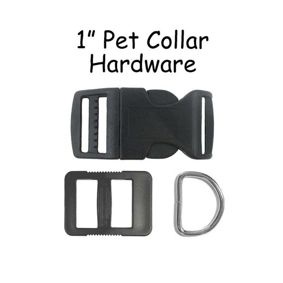 10 Black Dog Collar Hardware Kit 1 Inch Curved Buckle, Slide