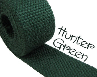 5 yards Hunter Green Cotton Webbing - 1.25" Medium Heavy Weight (2.4mm) for Key Fobs, Purse Straps, Belting - SEE COUPON