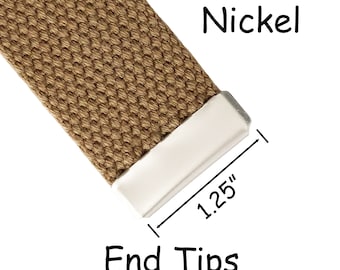 50 Metal Belt End Tips - Nickel Plated Military Buckle End Tips - 1.25 Inch (32mm)