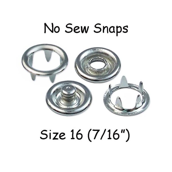 100 Metal Open Ring Prong No Sew Snap Fastener Set - Size 16 - 7/16 Inch - CPSIA Compliant - SEE COUPON