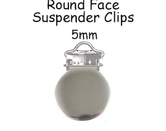50 Round Face Metal 5mm Suspender Clips - w/ Rectangle Inserts - Lead Free - for Paci Pacifier Holder - SEE COUPON