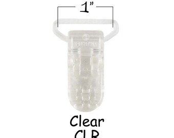 25 Plastic Pacifier Clips - 1" KAM Clips / Suspender Clips / Mitten Clips / Bib Clips - Clear - plus Instructions - SEE COUPON