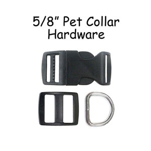 20  Dog Collar Hardware Kit - 5/8 Inch Black Slide Release Buckle, Triglide Slide and D-Ring - SEE COUPON