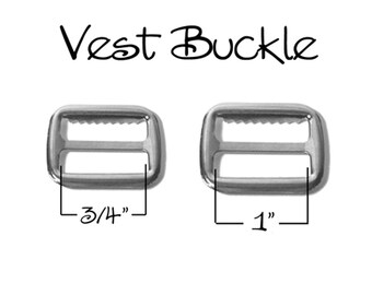 25 - 3/4" or 1" Vest Buckle with Teeth / Adjustable Suspender Slide - Nickel Plated - SEE COUPON