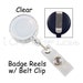 25 Retractable ID Badge Holder / Reels - Clear - Vinyl Strap and Slide Clip - SEE COUPON 