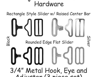 25 Sets Bow Tie Hardware Fastener Clips - 3/4" Slide Adjuster, Hook and Eye - Select Style and Color - SEE COUPON