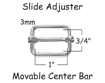 50 Slide Adjusters / Tri Glides / Tri Bars for Adjustable Straps - 1" with Movable Center Bar - SEE COUPON