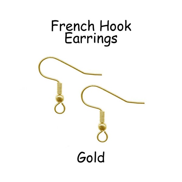 Boucles d'oreilles à crochet français en acier inoxydable chirurgical 316L hypoallergénique, fils de boucle d'oreille à crochet de poisson - Or - VOIR COUPON