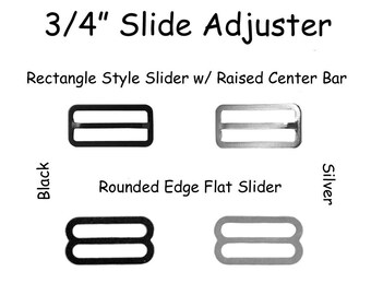 200 Slide Adjusters / Tri Glides / Tri Bars 3/4" for Adjustable Straps for Bow Ties  - Select Style and Color