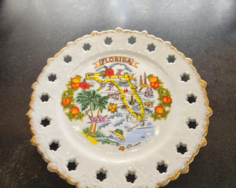 Plato colgante de recuerdo vintage de Florida