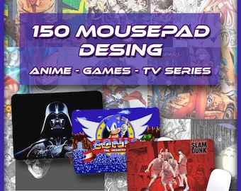 150 Original Rectangular Mousepad Designs for Anime, Video Games, and TV Series + Mockup